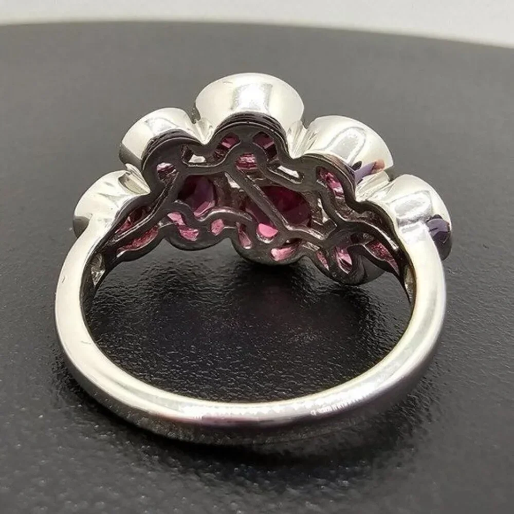 Purplish-Red Garnet‎ Ring in 925 Sterling Silver, Size 5